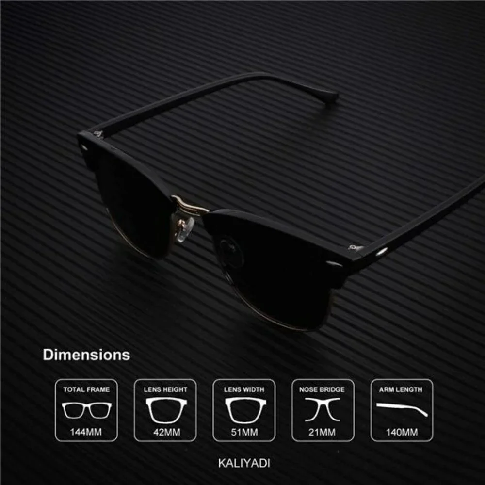 Polarized Sunglasses Men Women UV Protection Retro Driving Semi Rimless Shades